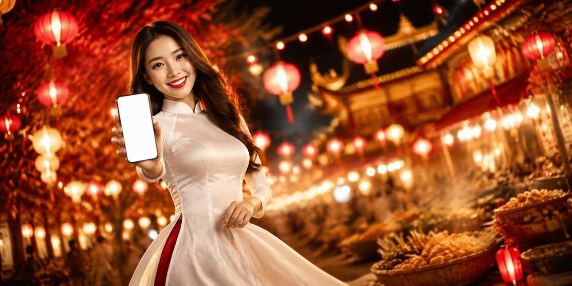 Khung cảnh casino di động tại Huế với áo dài truyền thống